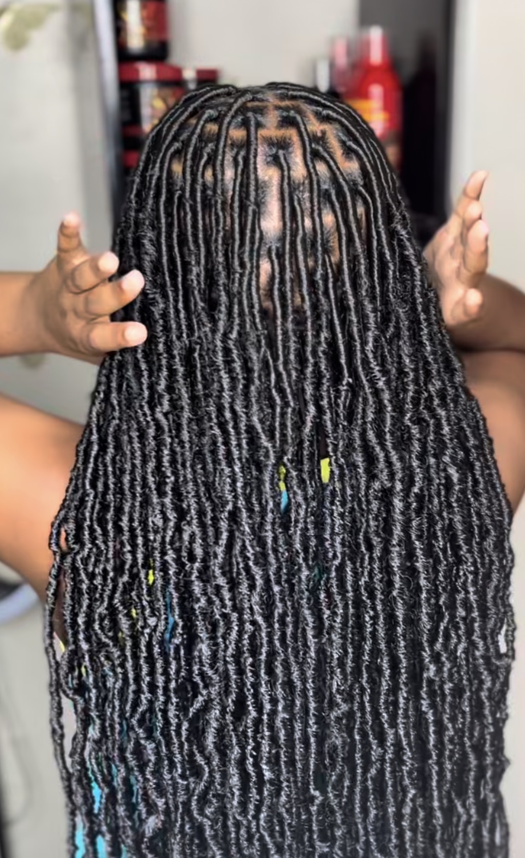 Faux locs, back view