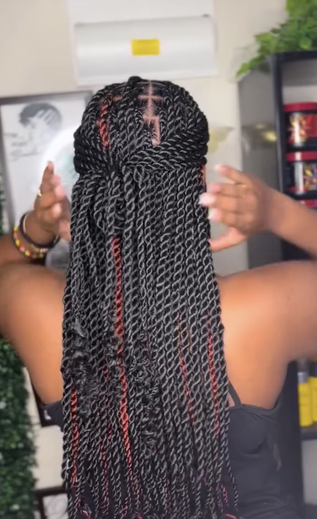 Senegalese twists, half up