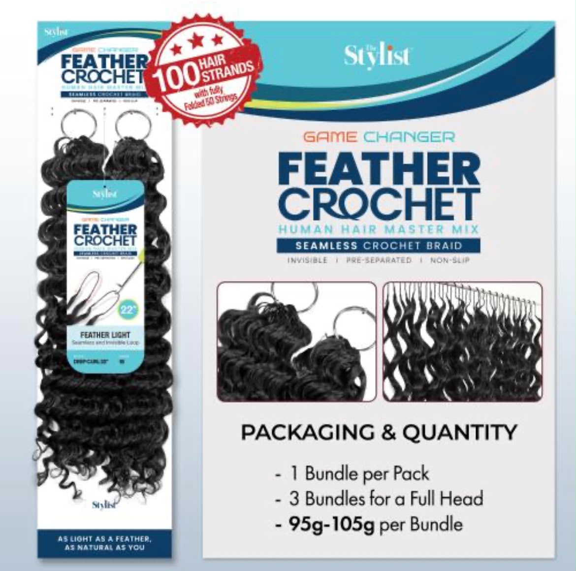 Feather Crochet human hair blend pack